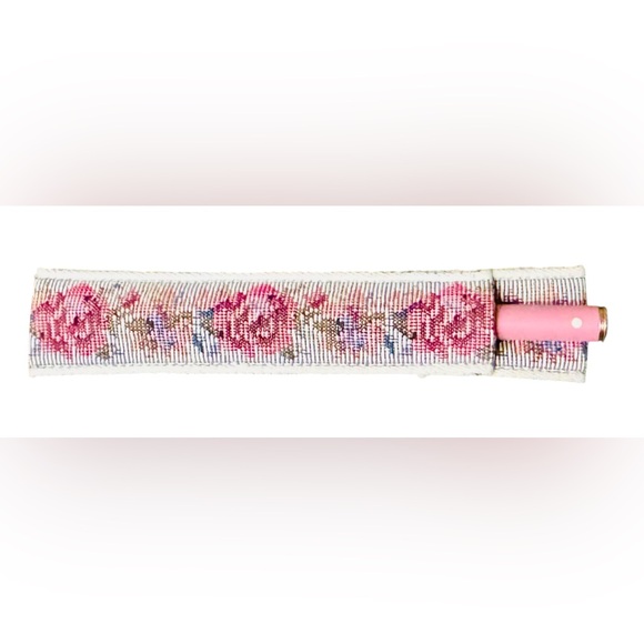 Vintage Sheaffer dusty pink ballpoint pen with tapestry case - Picture 3 of 5